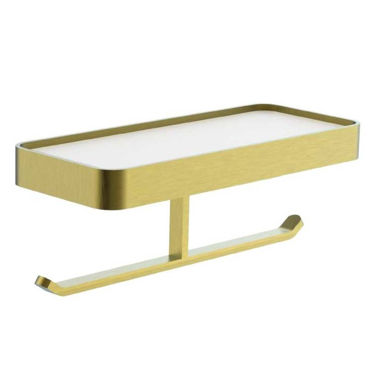 Держатель для туалетной бумаги Wonzon & Woghand WW-8356A-BG двойной с полкой, брашированное золото