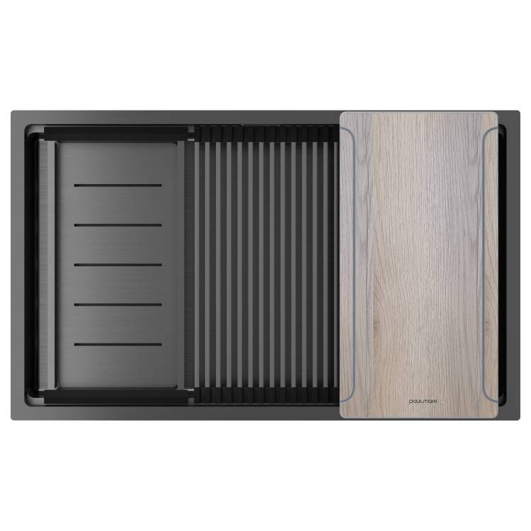 Мойка кухонная Paulmark Next-Multi Sink 74 Uni PM787445-GM Вороненая Сталь, 74x45