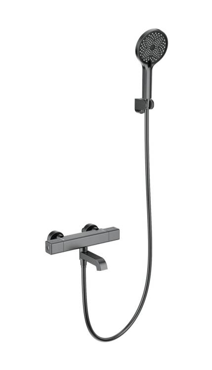 Смеситель для ванны Wonzon & Woghand WW-B2016-A1-BGG с душем и термостатом, темный графит