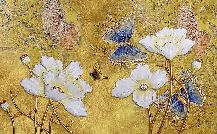 3D Фотообои Artegrafico «Объемный цветочный фон» O-111 канвас