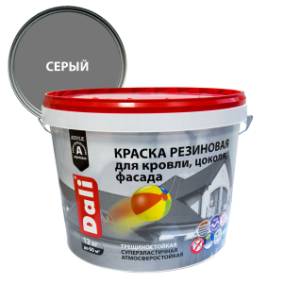 Краска резиновая трещиностойкая акриловая для кровли цоколя фасада Dali серый 12 кг