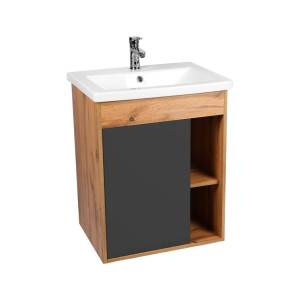 Тумба с раковиной Viant Бостон VBOS70COG-T1STP 425x655x620 1 ств подвесная графит