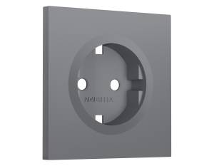 Лицевая панель для электрической розетки с заземлением Ambrella Volt Sigma SP8660 платиново-серый мягкое касание