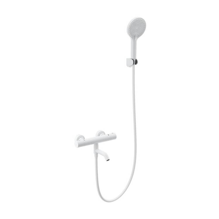 Смеситель для ванны Wonzon & Woghand WW-B2065-A1-MW термостатический, с душевым гарнитуром, белый матовый