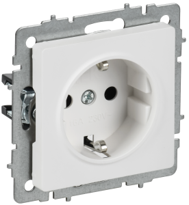 Розетка 1-местная с заземлением IEK Brite BR-R11-16-K91 арктический белый