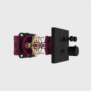 Термостатический смеситель AQUAme AQM8801MB с регулировкой напора, черный матовый