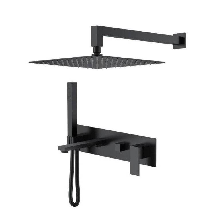 Душевой комплект Boheme Qubic 474-B черный матовый