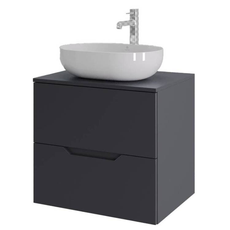 Тумба с раковиной Orange Line Li-60TugMDF+B05-480W графит матовый, 60 см