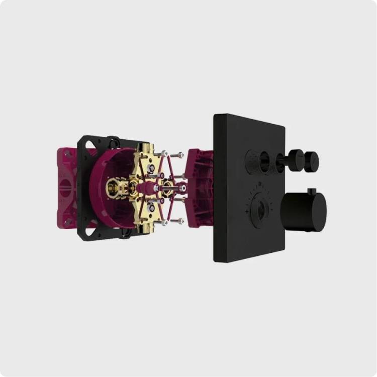 Термостатический смеситель AQUAme AQM8801MB с регулировкой напора, черный матовый