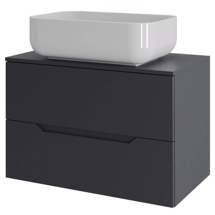 Тумба с раковиной Orange Line Li-70TugMDF+B03-600W графит матовый, 70 см