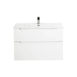 Тумба с раковиной BelBagno H-60 ETNA-H60-1000-2C-SO-BL-P 100x45x60 Bianco Lucido подвесная с двумя выкатными ящиками, с доводчиками