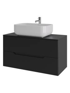 Тумба с раковиной Orange Line Li-100TubMDF+B03-600W черная матовая, 100 см