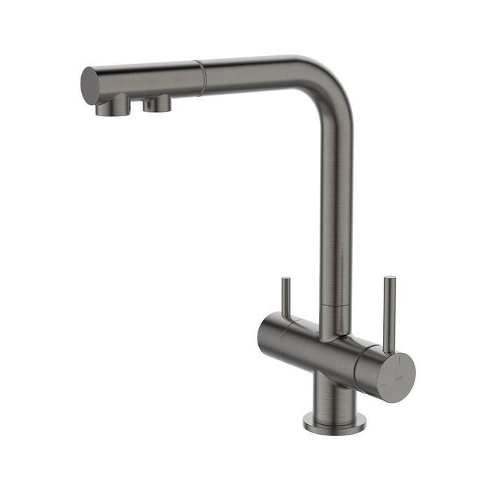 Смеситель для кухни Iddis Umbra UMBGMPFi05 с выдвижным изливом и каналом для фильтра, графит матовый