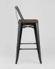 Набор из 6 полубарных стульев Stool Group Tolix YD-H675E-W LG-01 X6 черный глянцевый, темное дерево, со спинкой фото 4