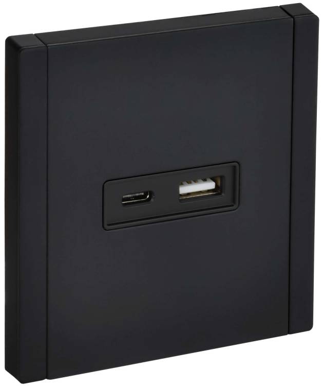 Розетка USB type A+C IEK Forte&Piano FP-U22-D31-M-K02 черный