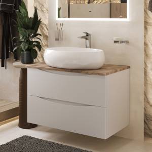 Тумба с раковиной BOND Cube T09805-S58600 белая, дуб, 80 см