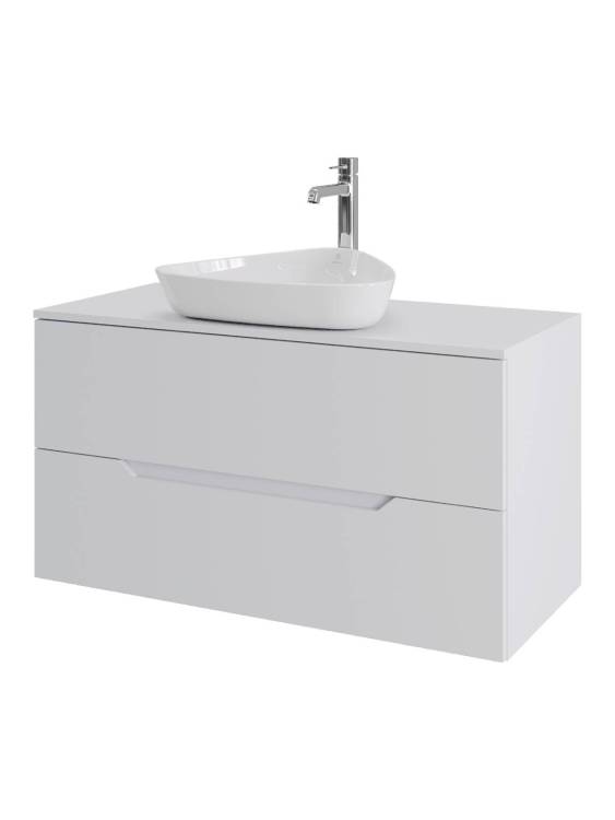 Тумба с раковиной Orange Line Li-100TuwMDF+B07-500W белая матовая, 100 см