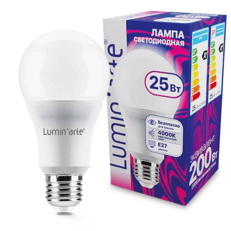 Светодиодная лампа Wolta Lumin Arte LSTD-A65-25W4KE27