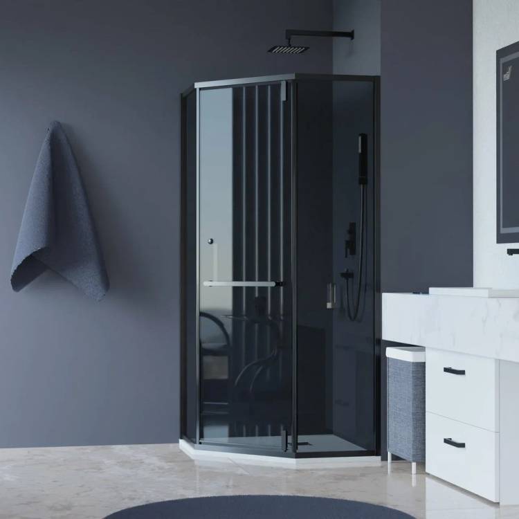 Душевой уголок RGW Hotel HO-084-B 90x90x195 см, профиль черный, стекло тонированное
