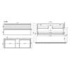 Тумба под раковину Sancos Delta DL120W 1195х445х500, c двумя ящиками Soft close, ручки чёрные, дуб светлый/белый фото 3