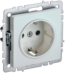 Розетка 1-местная с заземлением и шторками IEK Brite BR-R14-16-K36 жемчуг