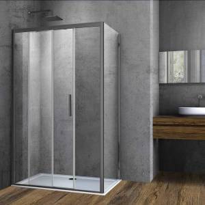 Душевой уголок Vincea Soft VSR-3SO9011CLGM 1100x900, профиль вороненая сталь, стекло прозрачное