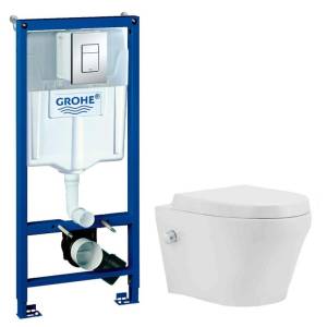 Комплект Grohe GRH772784601 Инсталляция для унитаза Grohe Rapid SL + Унитаз подвесной beWash Metison безободковый, с функцией биде и сиденьем микролифт, белый глянец