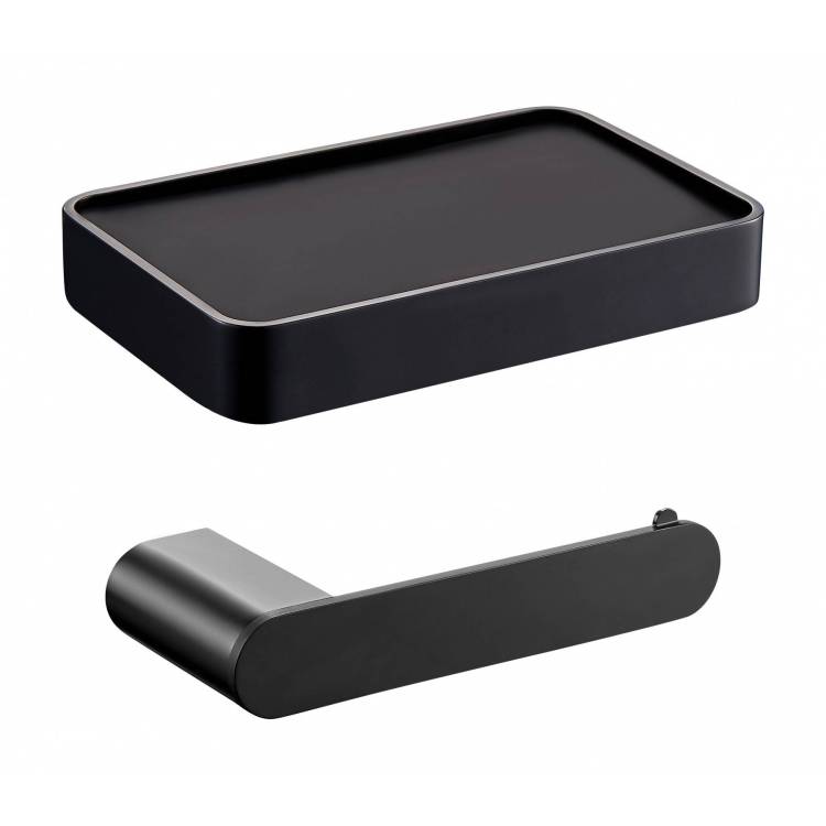 Держатель для туалетной бумаги Wonzon & Woghand WW-7726 с полкой, черный