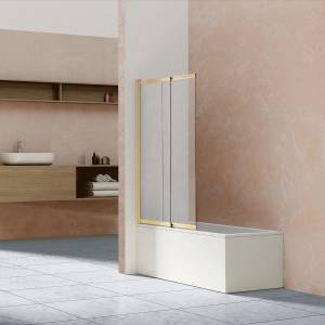 Шторка на ванну Vincea VSB-1E100CLG профиль брашированное золото, стекло прозрачное, 100x145