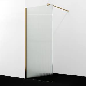 Душевая перегородка Wasserkraft Rur 30W44BG-FL профиль матовое золото, стекло рифленое, 100x200