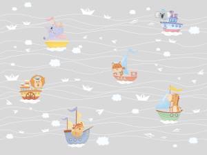 Бесшовные Eco обои Ortograf Little friends 34392 Веселые моряки 2 Ворс+ ОЕ+