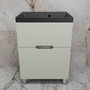 Тумба с раковиной Style Line Матис 60 напольная, олива, раковина антрацит, 82x60x45