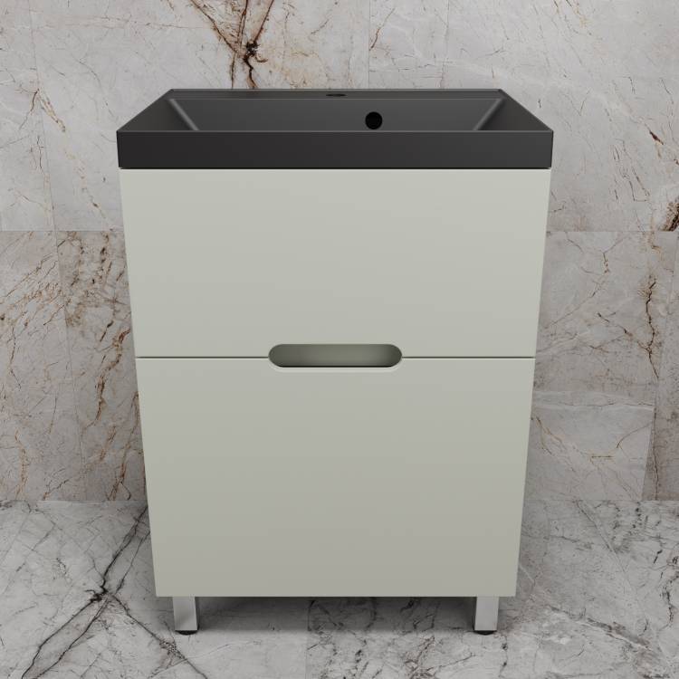 Тумба с раковиной Style Line Матис 60 напольная, олива, раковина антрацит, 82x60x45