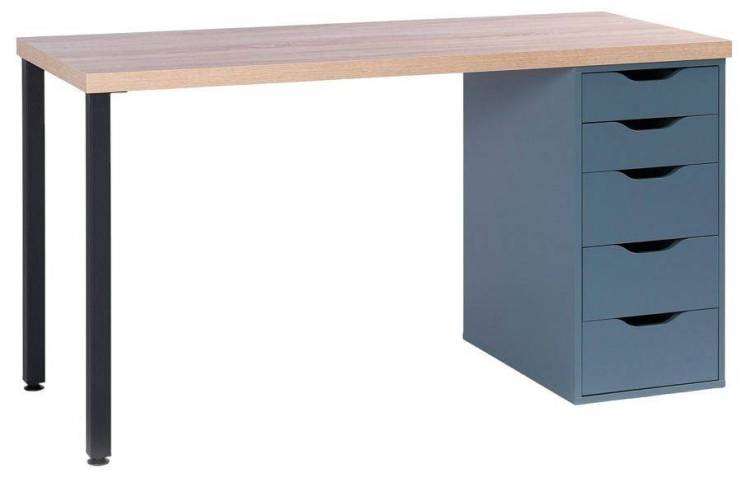 Стол письменный Гуд Лакк Ингар S01392 Дуб беленый/серо-бирюзовый/черный