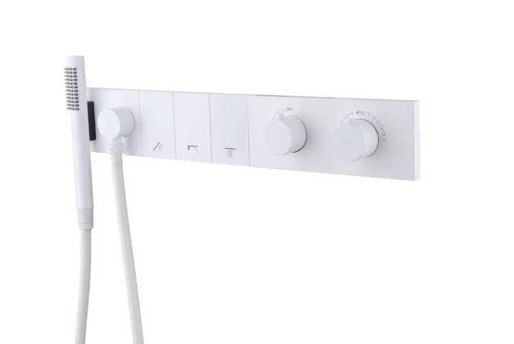 Смеситель для ванны и душа Boheme Zodiac Termo 133-SYS-MW с ручным душем, Matt White