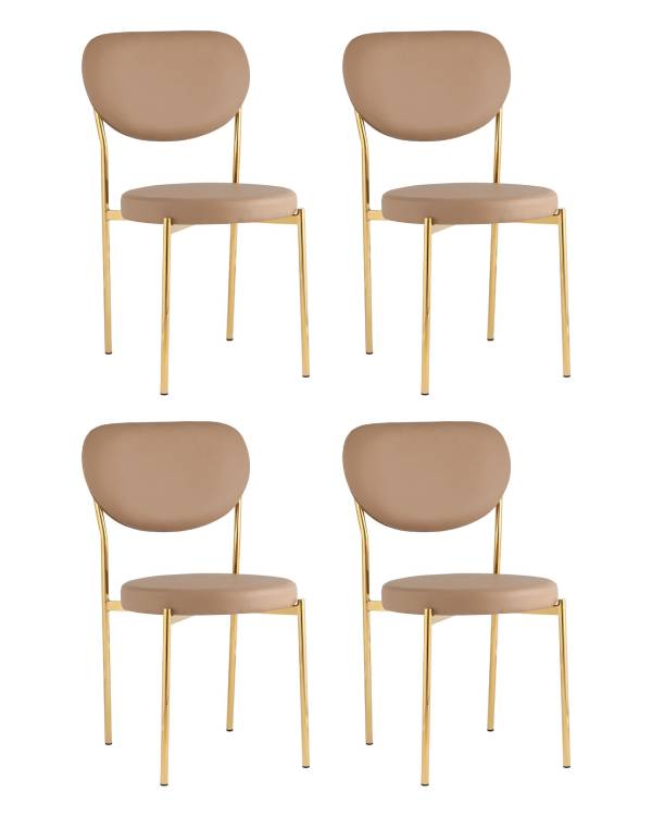Набор из 4 стульев Stool Group Барбара BARBARA GL X108 X4 бежевый, золотые ножки, экокожа