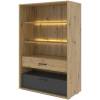 Стеллаж СТ-1 НК-Мебель Kubo 71705594 Дуб Артизан/Черный матовый/Холодный Серый 138x90x42