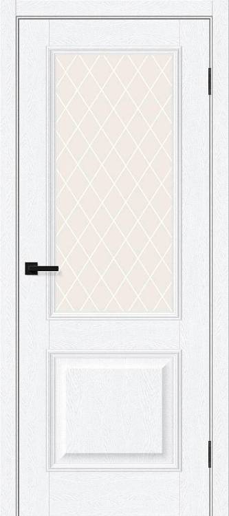 Межкомнатная дверь Bravo Классик-13 полотно White Silkwood, стекло White Сrystal 700x2000