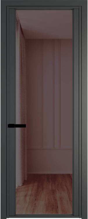 Межкомнатная дверь Profil Doors 2 AGP цвет профиля Серая ночь, стекло безопасное 6 мм золотистая бронза 800x2000