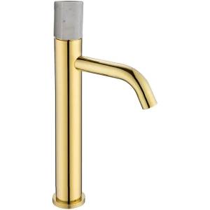 Смеситель для раковины Boheme Stick 122-G-MR-WHITE Gold Mramor White