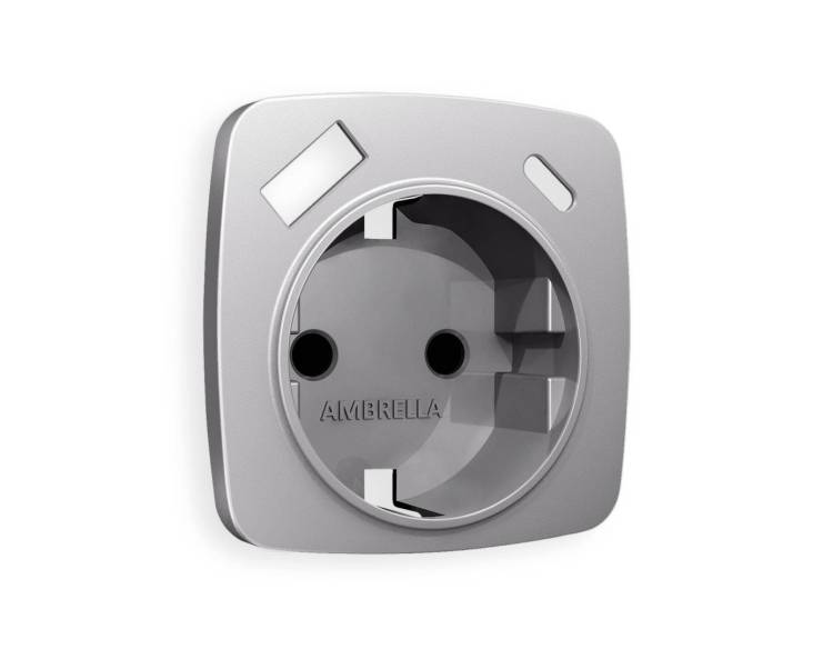 Лицевая панель для электрической розетки с заземлением со шторками 2USB A+C Ambrella Volt Omega OP5100