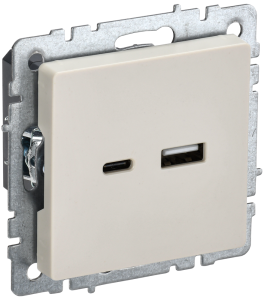 Розетка USB type A+C IEK Brite BR-U22-018-K10 бежевый