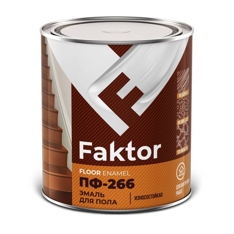 Эмаль для пола износостойкая Faktor Floor Enamel ПФ-266 желто-коричневая 0.8 кг