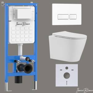 Комплект Iberica Blanca Burgos Alto IB001.BRA.234.211 унитаз безободковый, белый, сиденье микролифт, клавиша смыва белый глянцевый