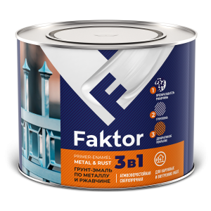 Грунт-эмаль по металлу и ржавчине 3 в 1 органоразбавляемая Faktor графит серая RAL 7024 1.9 кг