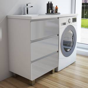 Тумба с раковиной Эстет Dallas Luxe 130 напольная, 3 ящика, под стиральную машину, L