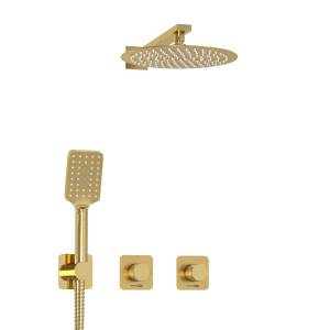 Душевой комплект Wasserkraft Schunter A8251.306.180.259.285.194.201 с верхней душевой насадкой, золотой, встраиваемый, с лейкой