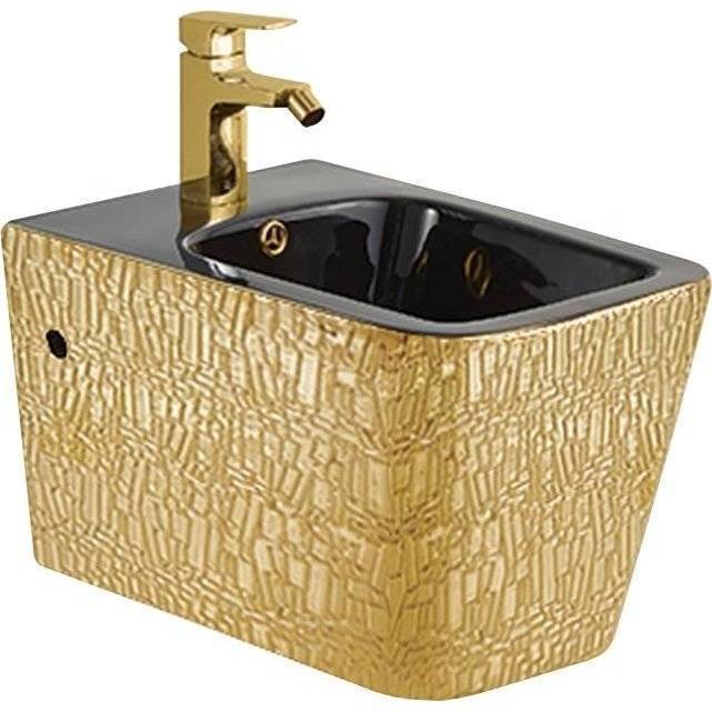 Биде подвесное Vincea Q-Line VB1-12G1B черно-золотое