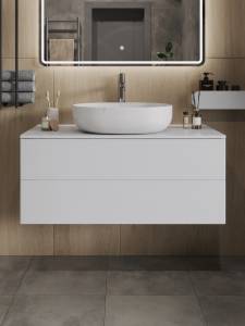 Тумба с раковиной Orange Отто Ot-100TuMDF+B05-520W белая глянцевая, 100 см