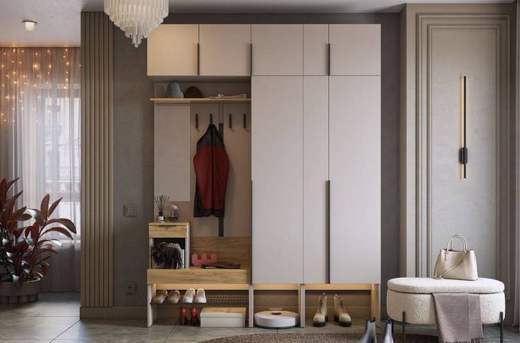 Стенка для прихожей Mebelson Баско К9 ПК09Баско.3369 кашемир/дуб крафт золотой